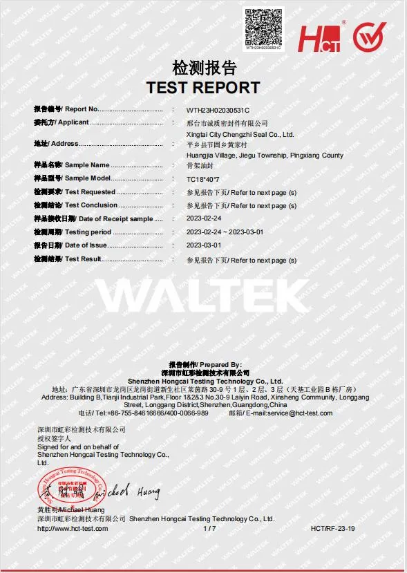 Otomotiv ve Havacılık Sanayi için Yüksek Performanslı NBR TC OIL SEAL 6