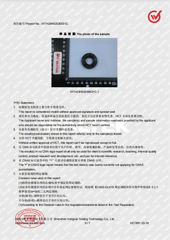Otomotiv ve Havacılık Sanayi için Yüksek Performanslı NBR TC OIL SEAL 7