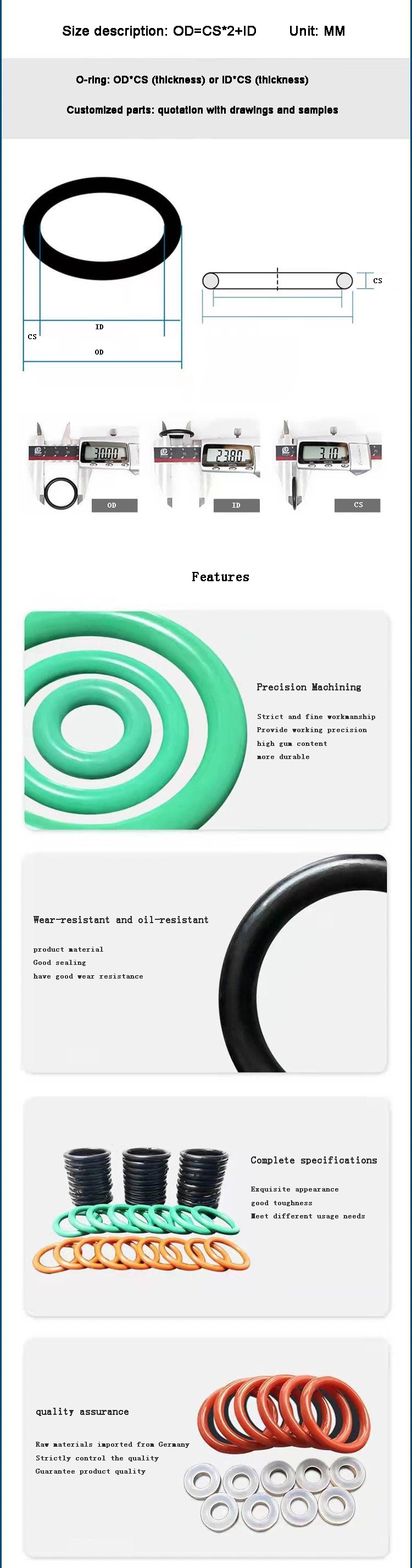 NBR FKM EPDM CR Silikon O-RING Otomotiv ve Havacılık Uygulamaları İçin 0